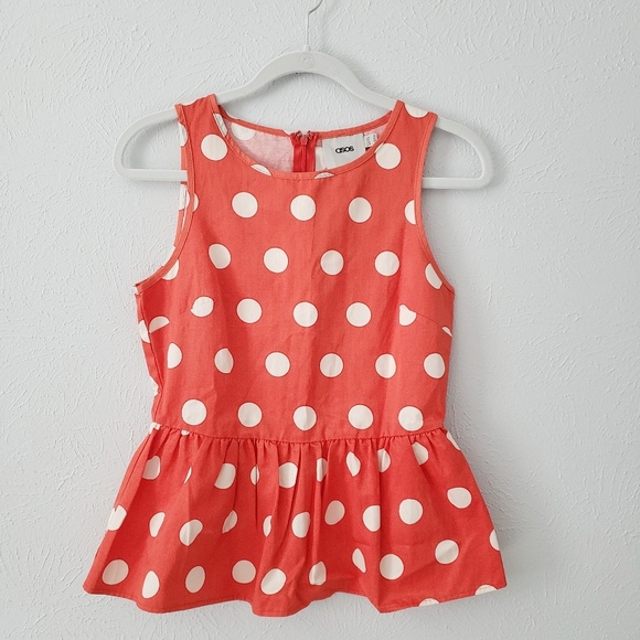 Tops - ASOS  Red Polka dot  Peplum top size 6